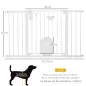 Barrera de Seguridad para Perros con Puerta Pequeña para Escaleras y Puertas 75-131 cm con 3 Extensiones Blanco