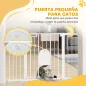 Barrera de Seguridad para Perros con Puerta Pequeña para Escaleras y Puertas 75-131 cm con 3 Extensiones Blanco