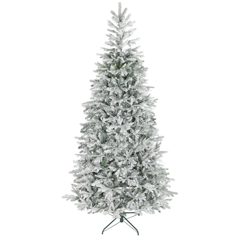 Árbol de Navidad Nevado 210 cm con 1154 Ramas Base Plegable Diseño por Secciones Fácil de Montar