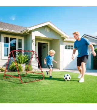 Red de Rebote Plegable con Ángulo Ajustable para Entrenamiento de Fútbol Béisbol y Tenis 100x95x90 cm Rojo