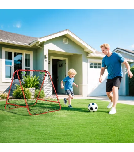 Red de Rebote Plegable con Ángulo Ajustable para Entrenamiento de Fútbol Béisbol y Tenis 100x95x90 cm Rojo