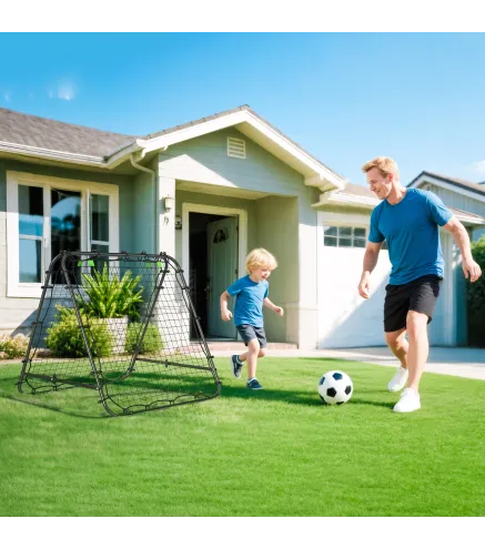 Red de Rebote Plegable con Ángulo Ajustable para Entrenamiento de Fútbol Béisbol y Tenis 100x95x90 cm Negro