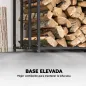 Leñero Exterior Metálico de Chimenea Soporte para Leña con Cubierta Impermeable 186x70x185 cm Negro