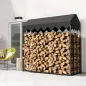 Leñero Exterior Metálico de Chimenea Soporte para Leña con Cubierta Impermeable 186x70x185 cm Negro