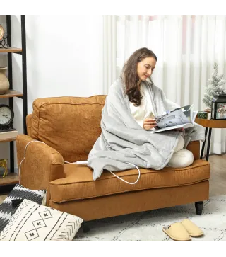 Manta Eléctrica 180x130 cm 10 Niveles de Temperatura Temporizador Lavar a Máquina, Pantalla LED Gris