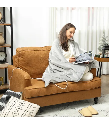 Manta Eléctrica 180x130 cm 10 Niveles de Temperatura Temporizador Lavar a Máquina, Pantalla LED Gris