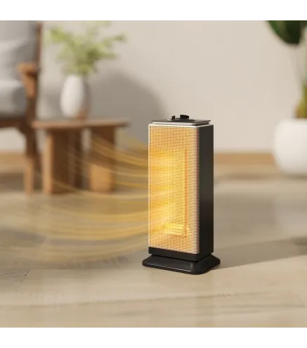 Calefactor Cerámico Eléctrico Cerámico 2000 W con Oscilación Termostato Ajustable y 3 Modos 18x15x40,5 cm Negro