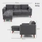 Sofá Chaise Longue Reversible de 3 Plazas Tapizado en Pana Marco de Acero para Espacios Reducidos Gris Oscuro