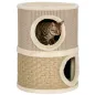 Barril Rascador para Gatos de 2 Niveles Altura 49 cm Tonel de Escalada con Cama Cubierto de Sisal Caqui y Café