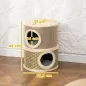Barril Rascador para Gatos de 2 Niveles Altura 49 cm Tonel de Escalada con Cama Cubierto de Sisal Caqui y Café