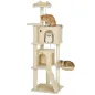 Árbol Rascador para Gatos 160 cm con Plataformas Cama 2 Cuevas Hamaca Escalera Postes de Sisal Beige