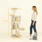 Árbol Rascador para Gatos 160 cm con Plataformas Cama 2 Cuevas Hamaca Escalera Postes de Sisal Beige