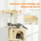 Árbol Rascador para Gatos 160 cm con Plataformas Cama 2 Cuevas Hamaca Escalera Postes de Sisal Beige
