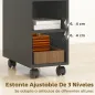 Mesa Auxiliar con Encimera Deslizante Ruedas Almacenamiento Oculto Estante Ajustable Negro