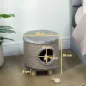 Casa para Gatos 3 en 1 Taburete Reposapiés Cama para Gatos con Rascador Patas de Madera Pluma 36x36x38 cm Gris