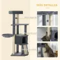 Árbol Rascador para Gatos Árbol para Gatos 127 cm con Cueva Hamaca Cama Plataformas Rampa de Sisal Bola Colgante Gris