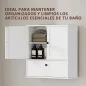 Armario de Baño de Pared Rústico con Estante Ajustable Doble Puerta y Puerta Abatible 60x19,5x60 cm Blanco