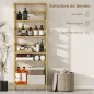 Estantería de Bambú de 6 Niveles Librería para Espacios Pequeños Baño Sala de Estar y Cocina Natural