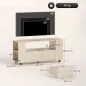 Mueble de TV con Ruedas para Televisión hasta 42 Pulgadas con 2 Cajones Estantes Ajustables Madera Natural