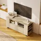Mueble de TV con Ruedas para Televisión hasta 42 Pulgadas con 2 Cajones Estantes Ajustables Madera Natural