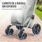 Carrito de Compra Plegable de 46 L Carro 3 en 1 con 6 Ruedas Bolsa Térmica y Asa Ajustable 44x58x100 cm Gris