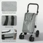 Carrito de Compra Plegable de 46 L Carro 3 en 1 con 6 Ruedas Bolsa Térmica y Asa Ajustable 44x58x100 cm Gris