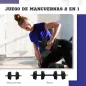 Juego de Mancuernas Ajustables 15 kg 2 en 1 con Barras Conexión y Mangos Antideslizantes para Gimnasio en Casa Negro