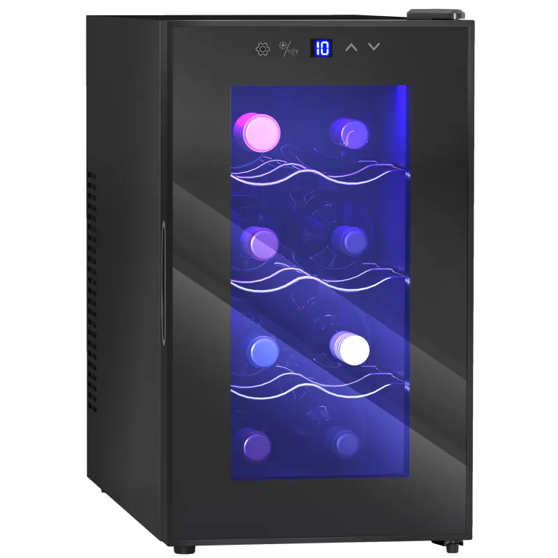 Vinoteca 8 Botellas con Doble Refrigeración Termoeléctrica Temperatura Ajustable 8-18℃ Puerta de Vidrio Negro Vinoteca 8 Botellas con Doble Refrigeración Termoeléctrica Temperatura Ajustable 8-18℃ Puerta de Vidrio Negro