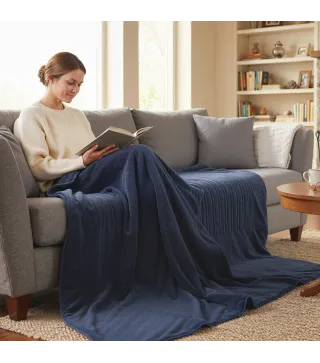 Manta Eléctrica de Coralina 180x130 cm 10 Niveles de Temperatura Temporizador Lavar a Máquina Pantalla LED Azul