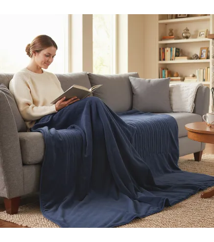 Manta Eléctrica de Coralina 180x130 cm 10 Niveles de Temperatura Temporizador Lavar a Máquina Pantalla LED Azul