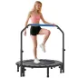 Cama Elástica Plegable Ø114 cm con Mango Ajustable Marco de Acero para Entrenamiento Piernas Cuerpo Azul y Negro