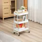 Carrito de Cocina con 3 Cestas de Acero y 1 Placa de Cubierta para Comedor Sala Baño 45x31x79,4 cm Blanco