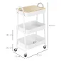 Carrito de Cocina con 3 Cestas de Acero y 1 Placa de Cubierta para Comedor Sala Baño 45x31x79,4 cm Blanco