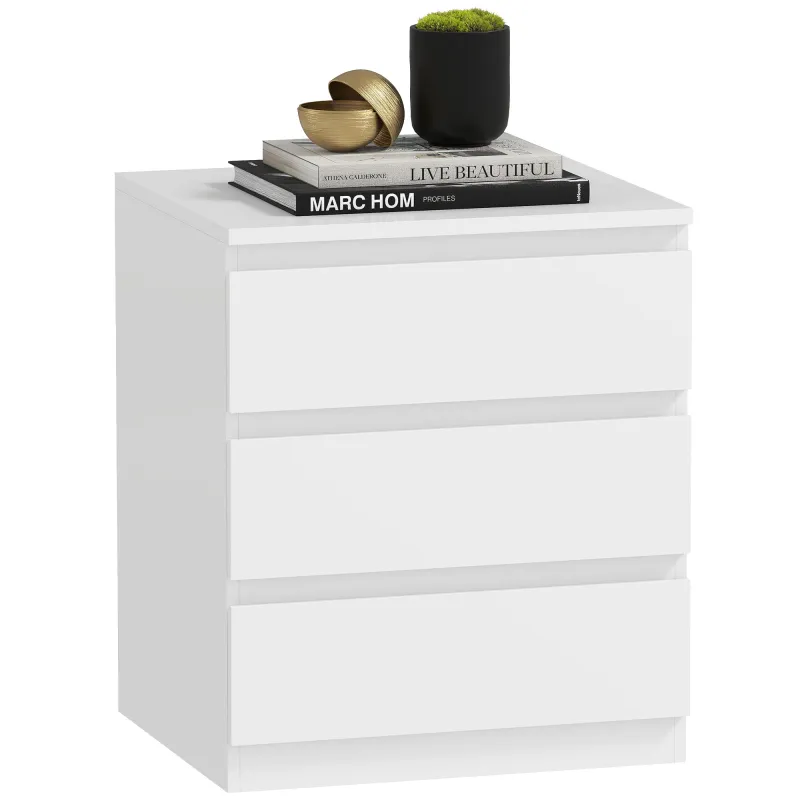 Cómoda 3 Cajones con Cierre Suave Cajonera para Salón Oficina Estilo Moderno 45x40x52,8 cm Blanco