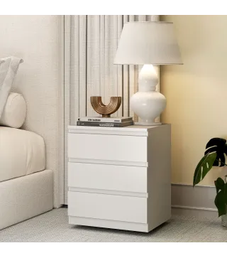Cómoda 3 Cajones con Cierre Suave Cajonera para Salón Oficina Estilo Moderno 45x40x52,8 cm Blanco