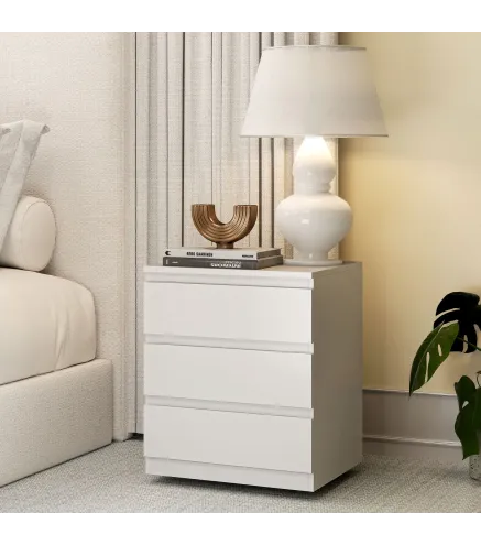 Cómoda 3 Cajones con Cierre Suave Cajonera para Salón Oficina Estilo Moderno 45x40x52,8 cm Blanco