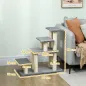 Escalera para Mascotas Ajustable de 3/4 Peldaños Escalera para Gatos con Postes Rascadores Bola Colgante Gris