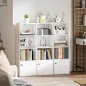 Librería de 4 Niveles Estantería para Libros Moderna con Estantes Abiertos y Puerta 40x30x120 cm Blanco