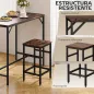 Mesa Alta de Cocina con 4 Taburetes Industrial Reposapiés Ahorro de Espacio para Espacios Reducidos Marrón Rústico