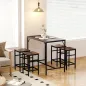 Mesa Alta de Cocina con 4 Taburetes Industrial Reposapiés Ahorro de Espacio para Espacios Reducidos Marrón Rústico