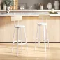 Juego de 2 Taburetes Altos de Cocina con Respaldo y Reposapiés Tapizados de PU Asiento de 75,5 cm Natural y Blanco
