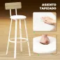 Juego de 2 Taburetes Altos de Cocina con Respaldo y Reposapiés Tapizados de PU Asiento de 75,5 cm Natural y Blanco