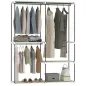 Armario de Ropa Armario Abierto con 4 Estantes de Tela 3 Barras para Colgar Marco de Metal 142x43x185 cm Crema Armario de Ropa Armario Abierto con 4 Estantes de Tela 3 Barras para Colgar Marco de Metal 142x43x185 cm Crema
