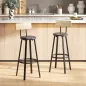 Juego de 2 Taburetes Altos de Cocina con Respaldo y Reposapiés Tapizados de PU Asiento de 75,5 cm Natural y Negro