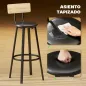 Juego de 2 Taburetes Altos de Cocina con Respaldo y Reposapiés Tapizados de PU Asiento de 75,5 cm Natural y Negro