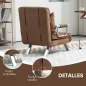 Sillón Cama Individual 2 en 1 Sofá Cama Plegable con Respaldo Ajustable y Cojín para Sala Dormitorio 65x69x80 cm Marrón