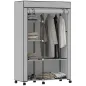 Armario de Tela con Ruedas Ropero Portátil con 6 Estantes y 1 Barra de Colgar para Dormitorio 103x43x162,5 cm Gris
