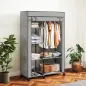 Armario de Tela con Ruedas Ropero Portátil con 6 Estantes y 1 Barra de Colgar para Dormitorio 103x43x162,5 cm Gris