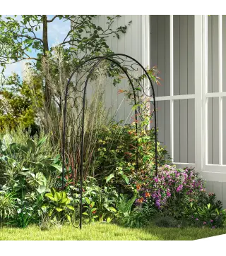 Arco de Jardín de Acero para Rosas y Plantas Trepadoras Arco de Boda para Plantas y Decoraciones 125x37x230 cm Negro