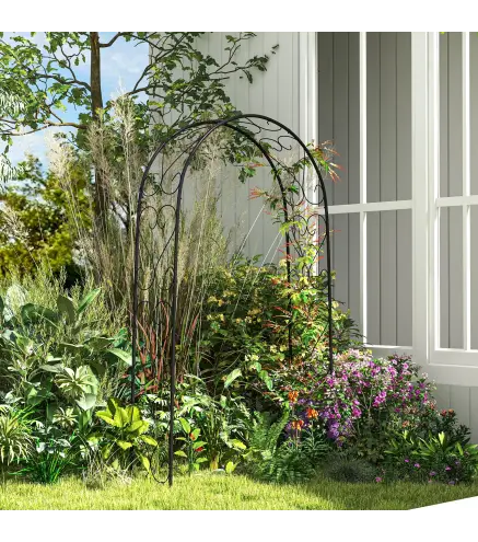 Arco de Jardín de Acero para Rosas y Plantas Trepadoras Arco de Boda para Plantas y Decoraciones 125x37x230 cm Negro